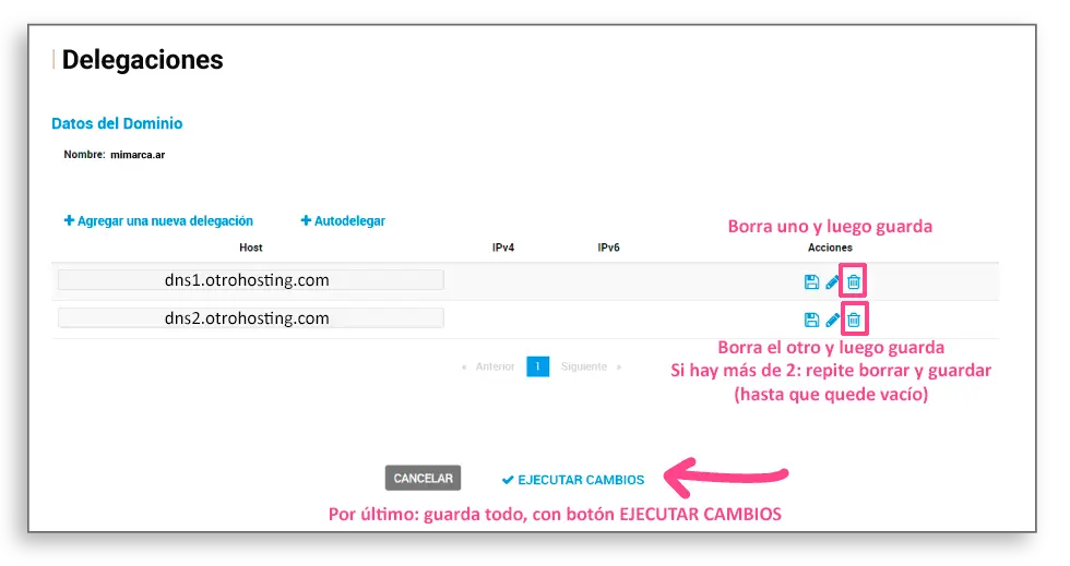 Borrando DNS anteriores - ¿Cómo delegar tu dominio web al Hosting?