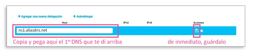 Copiar y Pegar el primer DNS, y guardar!!