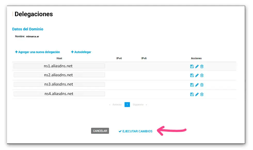Ejecutar los cambios para que todo delegue correctamente