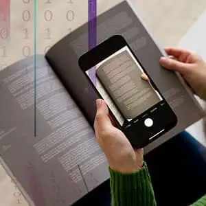 Digitalizando un texto en formato gráfico y tomándole una foto con el celular se pasa a formato digital